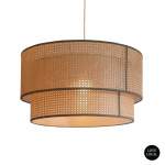 Cane Webbing Double Drum Pendant Light - Large