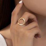 Plated Geometric Round Hollow Open Ring Finger Jewelry Gift For Women