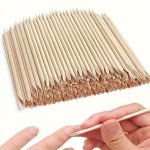 100PCS Natural Orange Wood Cuticle Pushers - Odorless Nail Care Tools For Manicure & Pedicure Ideal For Home And Salon Use