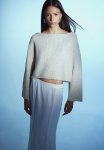 Off-the-shoulder Sweater - Light Grey Marl
