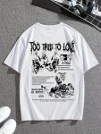 Men's Casual Crew Neck T-Shirt With Double-sided Graphic Print - Regular Fit Polyester Knit Fabric With Slight Stretch 95% Polye