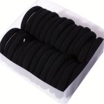 50PCS Black Elastic Hairbands For Teen Girls - Perfect For Sports & Casual Attire Stylish Gift Idea