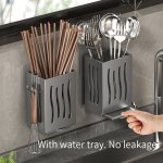 1PC Wall-mounted Kitchen Storage Cage With A Drain Tray Chopstick Holder Spoon Storage Box Cutlery Draining Box For Kitchen Uten