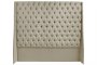 Ivy Buttoned Winged Velvet Headboard - Beige - Double