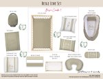 Cot Duvet Bedding Beige Line Set