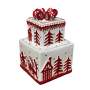 Square Cookie Jar 14X23CM White With Red Trees