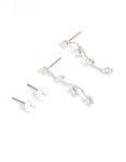 Silver Pearl & Cubic Zirconia Vine Drop Earrings 2-PACK