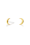 Tiny Half Moon Studs - Brass With Sterling Silver Pins