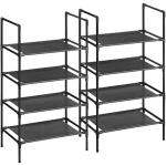 Black Fabric 4-TIER Shoe Rack Set Of 2