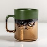 Salvatore Moustache Mug - Deep Green & Bronze