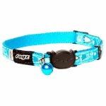 CAT Rogz Z Fancy 11MM Safeloc Breakaway Collar Turquoise Bubble Fish Waggs Pet Shop