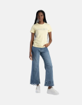 Sissy Boy Flower Embroidery Bling Logo Pale Yellow Top - XL Yellow