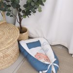 Baby Nest Baby Sleeping Pod Blue Checkered Little Farmer Set Tractor
