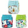 3PCS Eco-friendly Baby Cloth Diapers Set - Washable Reusable & Adjustable For 3-15KG/6.6LB-33.1LB