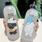 1000ML 33.82OZ Outdoor Large Capacity Water Cup With Straw Cute Water Cup Leak-proof Food Grade Water Bottle