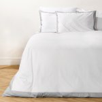 Como 400 Thread Count Egyptian Cotton Contrast Border Duvet Cover Set Grey - Super King 260X240CM