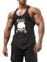 Beast Mode" Skull Creative Graphic Print Casual Active Tank Top Crew Neck Sleeveless Fitness Training Sports Vest For Summer