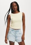 Cotton On Crochet Boatneck Low Back Tank - Lemon Icing