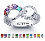 N272 - 925 Sterling Silver Personalized Family Birthstones Ring