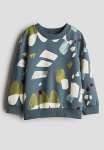 Sweatshirt - Dark Turquoise Patterned