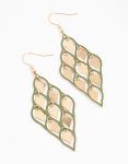 Goldair Gold & Green Diamond Cut Out Drop Earrings