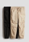 2-PACK Cotton Joggers - Beige black