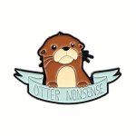 Cute Otter Enamel Lapel Pin - Blue And Dark Brown Brooch Badge For Backpacks Clothing Fashion Accessory - "otter Nonsense" Pun E