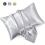 Luxury Satin Pillowcase For Hair And Skin Ultra-fine Microfiber Pillow Cover Soft Bed Pillowcase With Envelope Closure Machine Washable Woven Pattern - 1PC