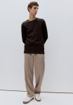 Slim Fit Waffled Jersey Top - Brown