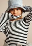 Ribbed Jersey Top - White & Black Striped