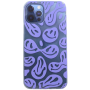 High Quality Purple Smiley Print Phone Case For Iphone 12 Pro - Transparent
