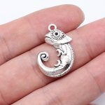 10PCS Ancient Silver Color Lizard Charm Vintage Animal Pendant Diy Handmade Necklace Earrings Pendant Charm Jewelry Accessories