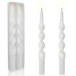 Gedengni Spiral Taper Candles White Candlesticks Set Of 2 Cute Candle Sticks Handmade Tapered Candles 10 Inches Long Twisted Can