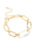 Mixed Metal Plated Diamante Carabiner Chain Bracelet
