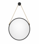Hanging Round Wall Mirror With Rope - Black 70CM