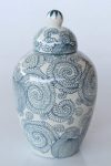 Ceramic Ginger Jar With Blue Swirls – 28X15CM