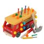 Wooden Montessori Fire Truck Toy With Hammer And Nails