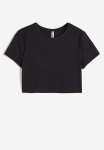 Cropped Jersey Top - Black