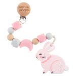Bunny Silicone Pacifier Dummy Clip With Teether By