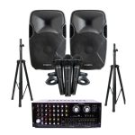 Omega. Omega Karaoke Pa Bundle: 2X 15 X-L10 Speakers + 2X 176CM Stands + AV-97234 400W Bluetooth Amp + 3 Mics