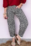 Black Leopard Print Barrel Jeans - Black UK 18