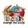 Teachers Change The World" Vinyl Sticker Set - Perfect For Diy T-Shirt Backpack And Baseball Cap Decor