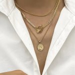 3PCS Men's Vintage Roman Coin Disc Pendant Multilayer Necklace Set