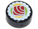 Parts Tile Round 1 X 1 With Sushi Tuna Maki Roll Pattern 98138PB077