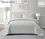 Simon Baker - Italian Velvet Bedspread Set - Silver Various Sizes - Super King - 320CM X 270CM + 2 Pillowcases 50CM X 70CM