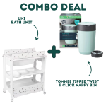 Combo Uni Bath Unit + Tommee Tippee Twist & Click Nappy Bin - Pink Bin