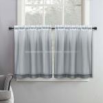 Seeglee Grey Ombre Linen Look Tier Short Sheer Curtains - 36 Inch Width By 36 Inch Length Shee Curtains For Cafe Half Window Gau