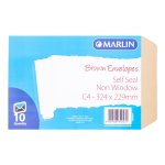 Marlin Envelopes C4 Pocket Brown Self Seal 10'S Pack Of 25