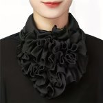 Solid Color Casual Neck Collar Ruffles Fake Collar Elegant Women Neckerchief Detachable Neck Gaiter Warm Scarf
