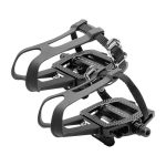 Bv Bike Pedals Look Delta shimano Spd Compatible 9 16" With Toe Clips - Peloton Pedals For Regular Shoes - Toe Cages Exercise B